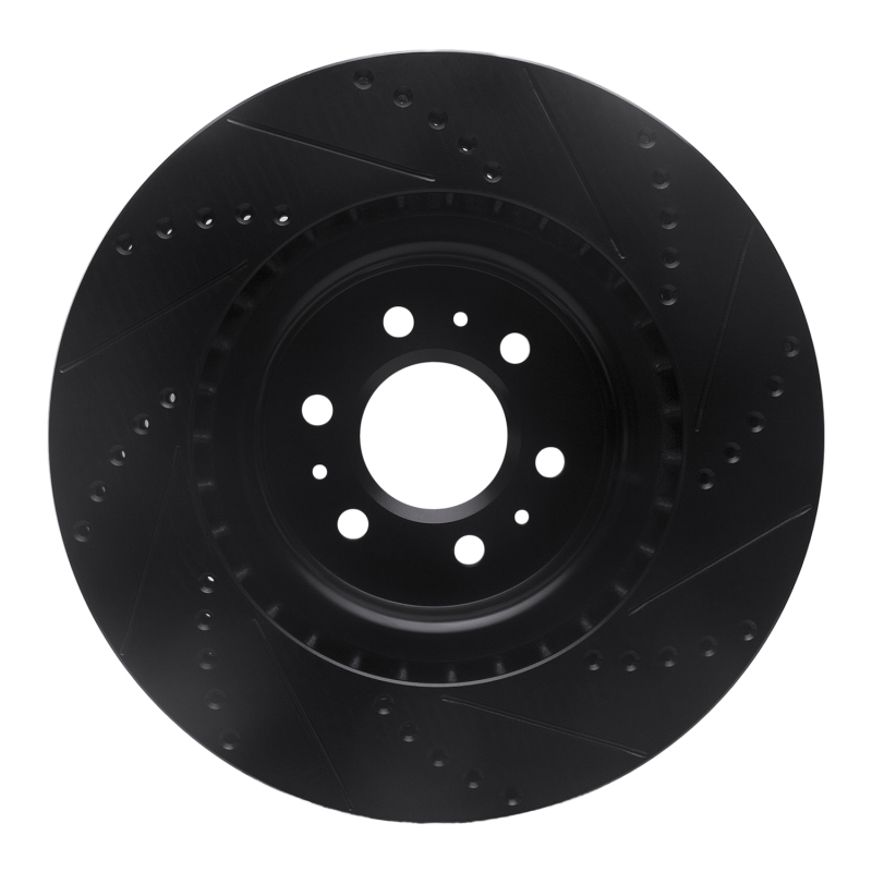 Cadillac STS Brake Rotor (1) - Front Left - R1 Concepts - Drilled & Slotted - Black - `04-`11